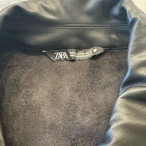 Black leatherette shirt jacket